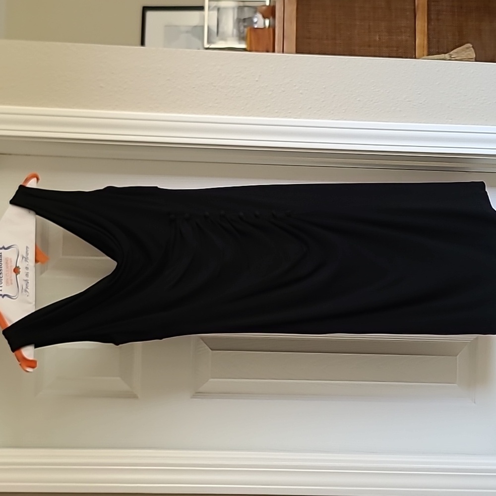 WHBM Black Cowl Drape Sleeveless Dress with faux button detail Women's sz2